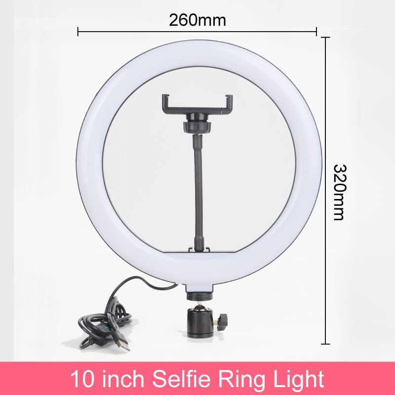 Gift 6 8 10 12 Inch Dimmable LED Selfie Ring Light with Stand 160cm Lamp Photography Ringlight Phone Studio Desktop
