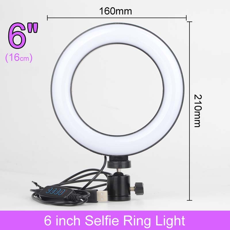 Gift 6 8 10 12 Inch Dimmable LED Selfie Ring Light with Stand 160cm Lamp Photography Ringlight Phone Studio Desktop