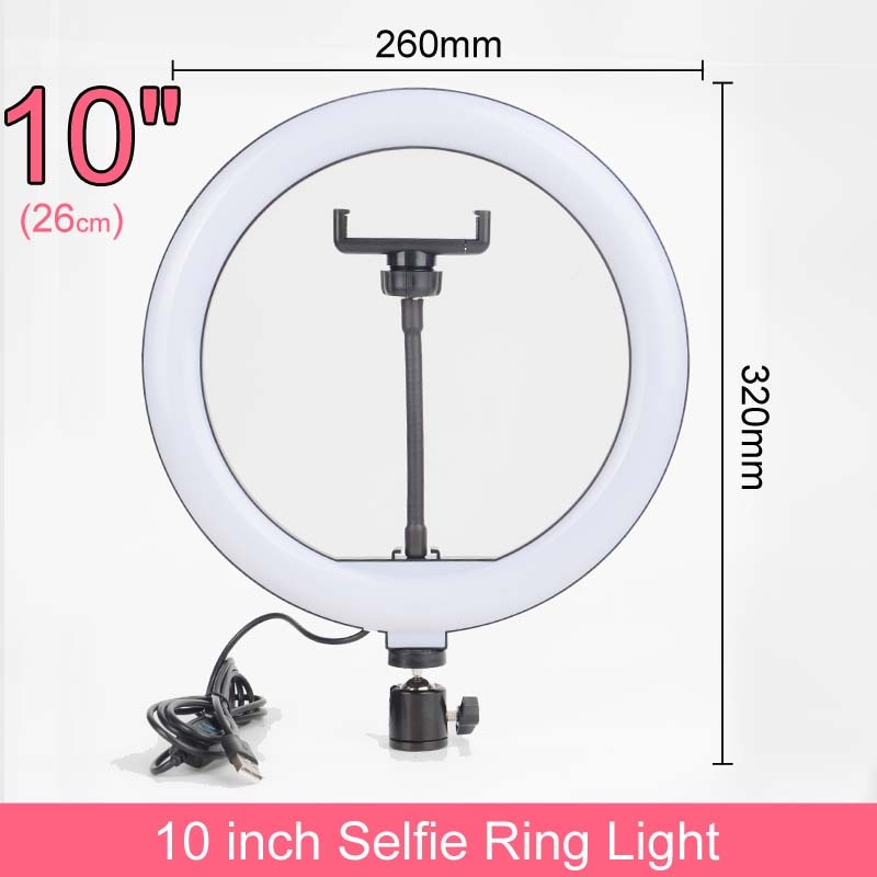 Gift 6 8 10 12 Inch Dimmable LED Selfie Ring Light with Stand 160cm Lamp Photography Ringlight Phone Studio Desktop